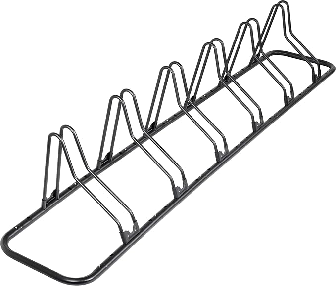 CyclingDeal Bicycle Floor Parking Rack Stand - for Mountain MTB Road Bike - Indoor Home Garage Storage - Upgraded 6 Bikes