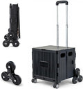 Utility Cart Foldable Shopping Cart Book Storage Cart, with Stair Climbing Wheels and Telescopic Handle, Ideal for Outdoor Home Use and Teacher/Student Book Storage.(Black, Small)