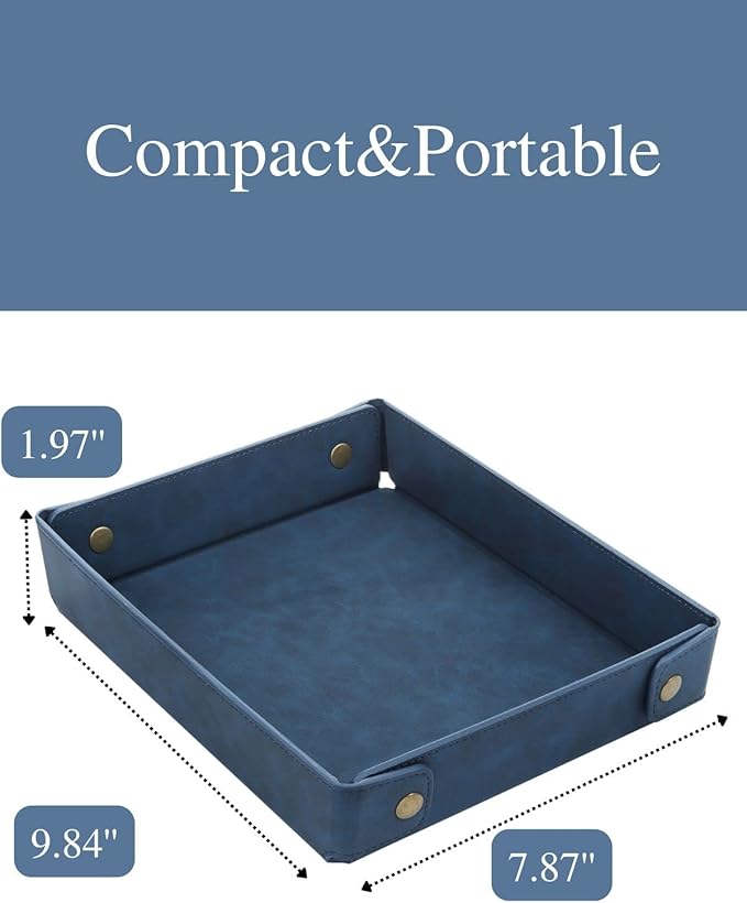 CASIRENA Father's Day Gifts Faux Leather Valet Tray Organizer for Men - Catch-All Tray for Entryway Table Key, Wallet, Watch, Coin Change, Phone, Dresser EDC Dump Jewelry, Bedside Nightstand Desk-top