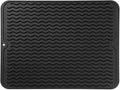 Silicone Dish Drying Mat for Multiple Usage,Easy clean,Eco-friendly,Heat-resistant Silicone Mat for Kitchen Counter or Sink,Refrigerator or drawer liner Black L 16 inches x 12 inches