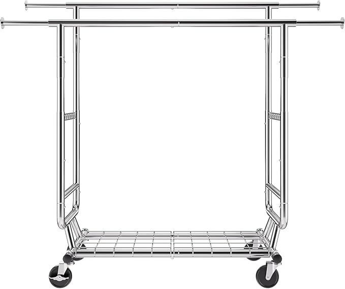 VEVOR Clothes Rack, Rolling Clothing Garment Rack, Extendable Carbon Steel Clothing Racks with Wheels for Bedroom, Laundry, Living Room