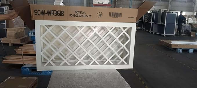Solid Wood RTA Wall Cabinet with Lattice Panels - Wine Holder & Storage for Bar, Pantry, Cellar & Countertop - Mocha (White, 30'W 12'D 18'H)