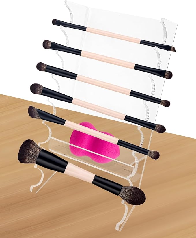 8 Tier Acrylic Makeup Brush Holder, Unique Clear Paint Brush Drying Rack Hair Brush Holder for Women, Acrylic Pen Holder Display Stand for Home School Office or Store Use