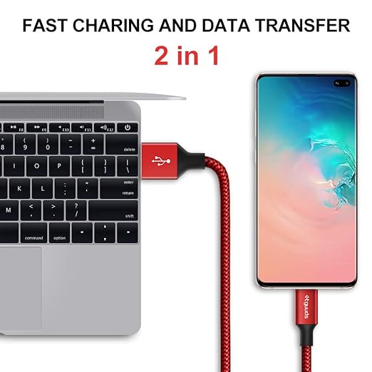 etguuds USB A to USB C Cable 5-Pack (3/3/6/6/10 ft), Fast Charging Type C Charger Cord for iPhone 17 16 15 Pro Max Plus Air, Samsung Galaxy S25 S24 S23 S22 S21 S20 A56 A17 A16, Pixel, Moto G, Red
