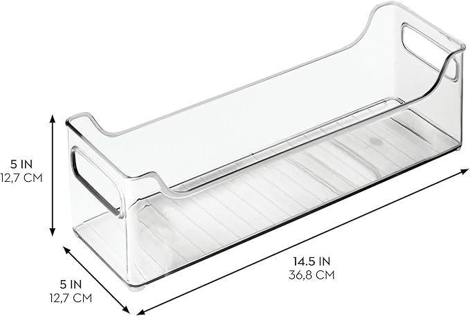 InterDesign iDesign Stackable Plastic Pantry Bin with Handles for Cabinets or Fridge, Clear, Made in USA (Pack of 4)