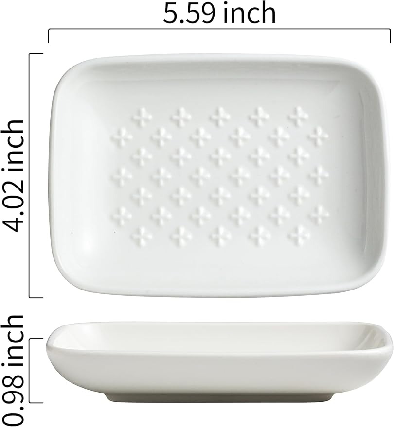 Gomakren Soap Dish, Shower Soap Holder, Christmas Ceramic Soap Dishes for Bar Soap Sponge Shampoo, Soap Saver Tray for Bathroom Kitchen Sink Counter, 5.5 Inch, White