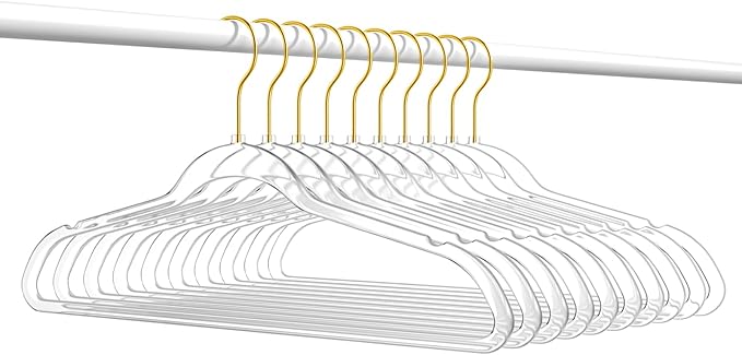 Premium Clear Invisible Acrylic Hangers, 20 Pack Ultra Slim & Space Saving Suit Hangers for Coats, Pants & Dress Clothes