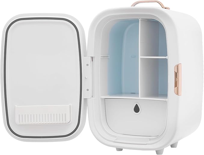 Mini Skincare Fridge,12L Makeup Cosmetics Refrigerator Beauty Fridge for Cosmetic Storage Skincare Fridge Portable Small Refrigerator for Cosmetics, Skin Care (White, Without ED Light Mirror)