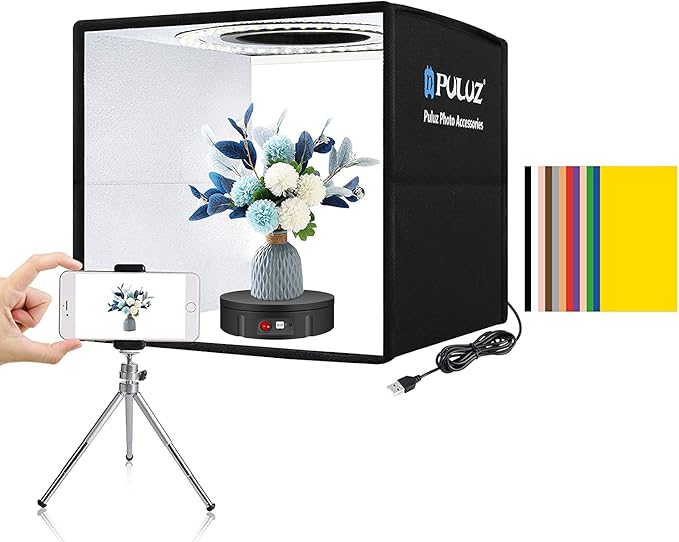 JAYEGT Motorized Rotating Display Stand, 330Lbs Load，360 Degree Electric Rotating Turntable for Photography Products Display，Live Show,Remote Control +5 Colors Backgrounds (Black/8.66inch /Wired)