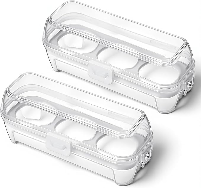 2 PCS Boiled Egg Container Boiled Egg Carrier Camping Eggs Carrier Container Hard Eggs Storage Bag Case for Camping, Outdoor, Hiking, Kitchen, Refrigerator, Trekking