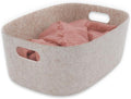 Welaxy Large Storage Basket Felt Open Desk Organize bin Shelf baskets with handles light weight carry for Magazines Books Junk Kids Toys Pet toy Clothes Laundry (Oatmeal)