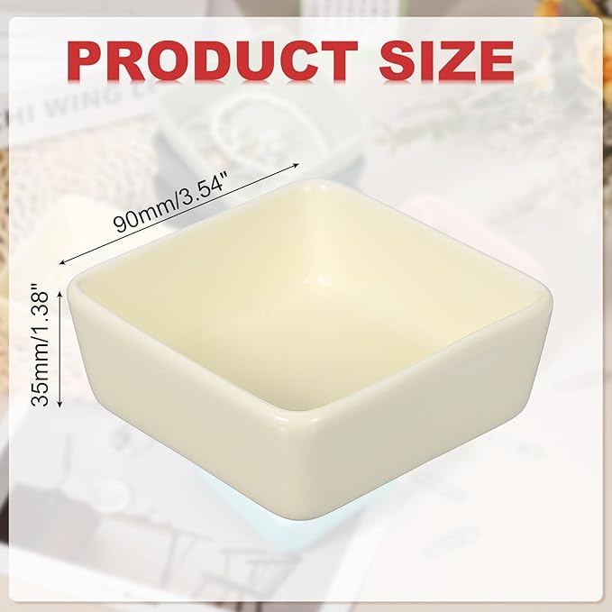 PATIKIL Square Paper Clip Holders, Ceramic Bowl Dish Clip Dispenser Organizer Desk Organizer Accessories for Office Desktop Decor Bobby Pin Binder Paper Clamp, Beige