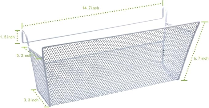 2 pcs Hanging metal mesh bedside storage basket， student dormitory bed storage baskets,used for bedside storage, beverage tissues and office rooms with hooks (white)