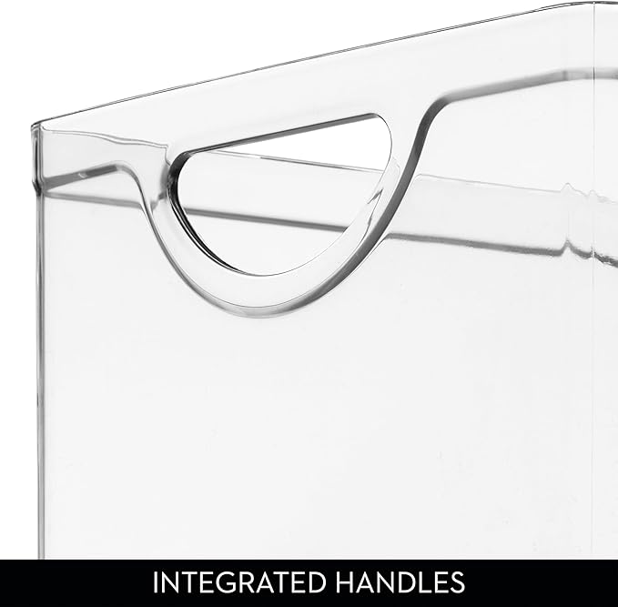 iDesign Pantry Storage Bins with Handles for Cabinets or Fridge - Set of 4 - Clear - Made in USA