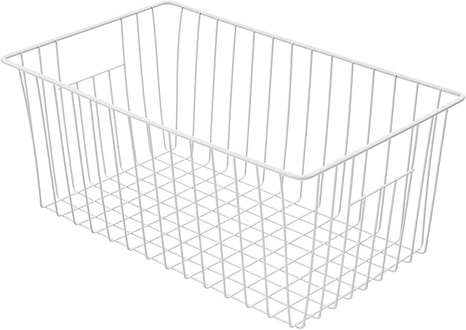 Large Wire Storage Baskets Freezer Organizer Baskets, Farmhouse Metal Wire Baskets Bins, Household Storage Basket with Handles for Kitchen, Cabinets, Pantry, 4 Packs (16" (L) x 9.8 (W) x 7" (H))