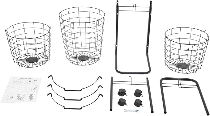 3-Tier Rolling Laundry Hamper with Removable Baskets, Metal Sorter Cart with Lockable Wheels, Space-Saving Clothes Organizer for Bedroom Bathroom Closet (Black)