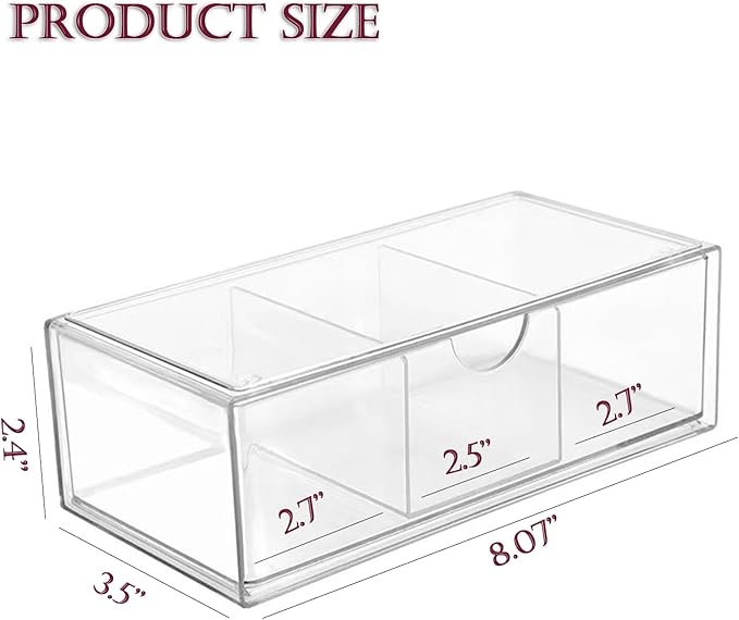 Hair Accessories Organizer for Girls, Clear Acrylic Hair Tie Organizer, or Headband, bows，Cute Small Stackable Storage Drawer Container Caddy Box for Bathroom Vanity Countertop