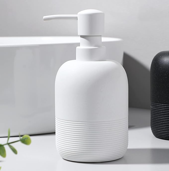 White Soap Lotion Dispenser with A Spare Pump,Liquid Hand Soap Dispenser Sets for Bathroom Countertop,2pcs/Set Soap Dispenser for Kitchen
