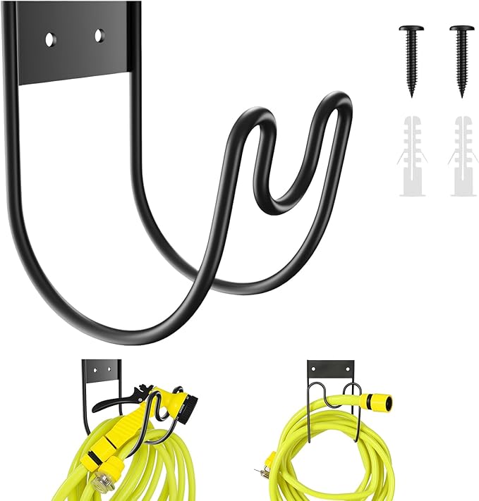 Garden Hose Holder Wall Mount, Multipurpose Outdoor Metal Hose Hanger Holders for Garden, Yard, Garage Accessories