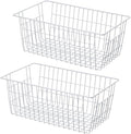 Wire Storage Basket Freezer Organizer Bins Refrigerator Organization Storage Baskets with Handles for Pantry, Freezer, Laundry Room, Closets, Garage, Office, Bathroom, Set of 2