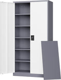 Letaya Metal Garage Storage Cabinets with Lock Door and Adjustable Shelves, Steel Tool Cabinets for Home,Office,Warehouse Organisieren (Gery White, 71" H)