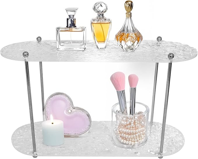 Benkyo 2 Tier Bathroom Vanity Organizer Countertop Shelves Makeup Counter Shelf Storage Organizers for Perfume