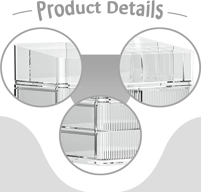 Fenteer Makeup Organizer Drawer Organizer Clear Large Capacity Cosmetic Display Case for Lipstick Cabinets