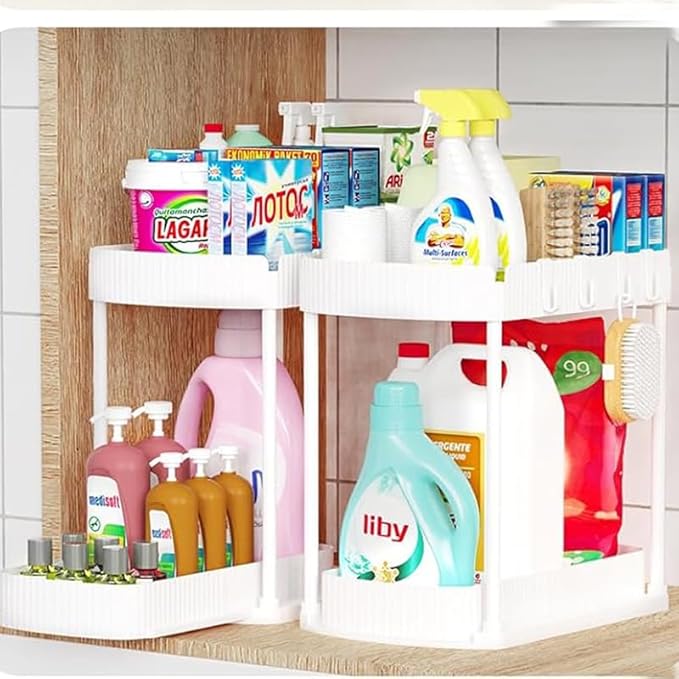 Multi-Purpose Pull-Out Storage Organizers, Under Sink & Cabinet Storage, 12.8 Inch, White (白色)