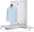 Ivation Wall-Mounted Swivel Ironing Board Cabinet, Foldable Ironing Storage Station for Home, Apartment, Easy-Release Lever, Garment Hooks, White