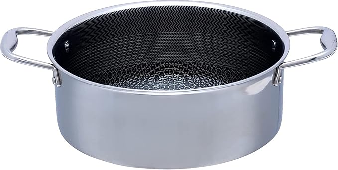 HexClad Hybrid Nonstick 5-Quart Dutch Oven with Stainless Steel Lid, Stay-Cool Handles, Dishwasher-Friendly, Oven-Safe Up to 900°F, Induction Ready, Compatible with All Cooktops
