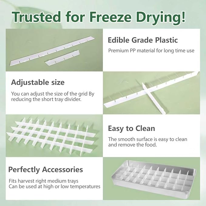 5 Sets Freeze Dryer Tray Dividers Medium, Freeze Dryer Accessories for Harvest Right, Non-Stick Dividers for Fruits, Vegetables, Meals(White)