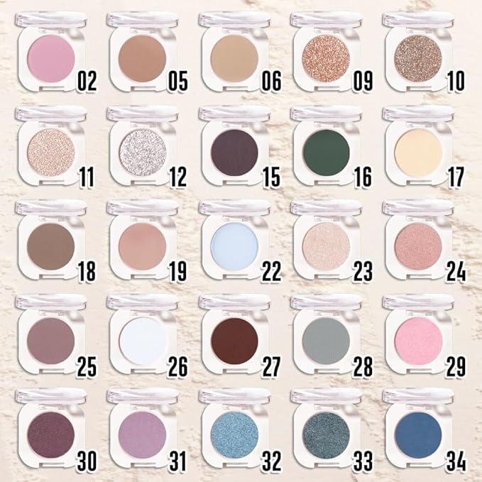Pear White Single Glitter Eyeshadow Makeup, Neutral Powde Eye Shadow for Women, White Shimmer Singles Eyeshadow Palette Pigmented Waterproof, sombras para ojos, Girls Christmas Eyeshadows Gift