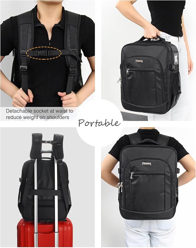 TANTO Makeup Backpack Makeup Artist Bag Professional Extra Large Cosmetic Bag Travel Train Case Storage Organizer Double-Layer Large Capacity Cosmetic Case with 4 Pouch(Black)