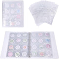 FREEBLOSS 144 Pocket Buttons Badge Pin Storage Book Transparent PVC Button Pins Display Album 12 Sheet Pin Pocket Pages Ring Binder Collection Holder for Pins Collection Display