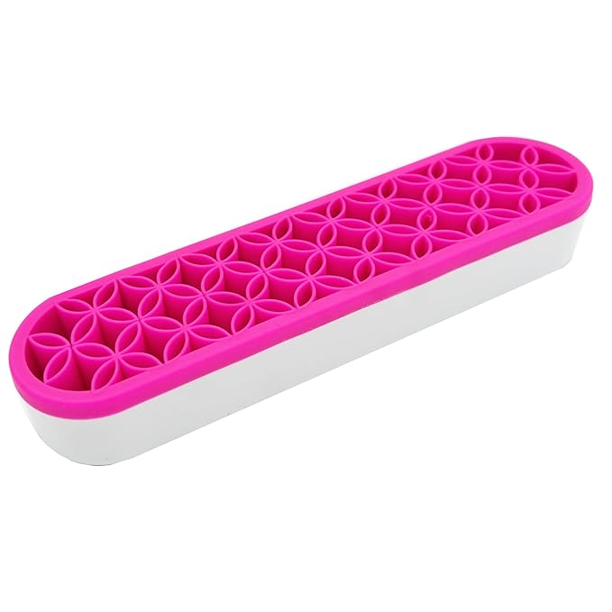 TANG SONG 1 PC Silicone Make up Brush Holder Cosmetic Storage Box Desktop Organizers (Pink)