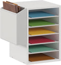 6 Tier Adjustable Countertop Mail Sorter, Mailboxes With Name Slots, Literature Organization Paper Storage Slot, Office Desk File Organizer, Wooden Desktop Mailbox for Classroom, White