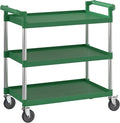 Green Utility/Bussing Cart with Three Shelves - 42" x 20"