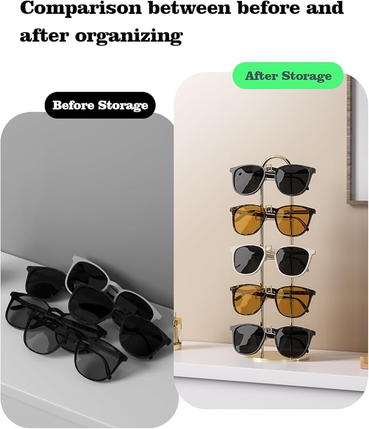 5 Tier Sunglass Organizer Holder,Sunglasses Tabletop Display Stand For Nightstand