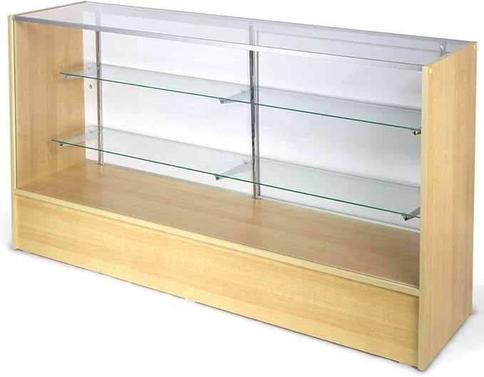 Only Hangers Full Vision Display Showcase, Collectible Display 72 Inches Wide - Maple