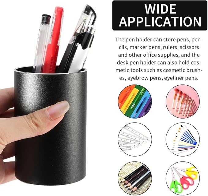 Pen Holder & Paperclip Holder, 2 Pack Aluminum Alloy Waterproof Mesh Paper Clip Holders, Desktop Dispenser Organizer for Desk Binder Clip Bobby Pin Pen, for Home Office School Supplies