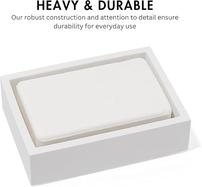 Matte White Square Soap Dish for Bathrooms and Kitchens (Square White)