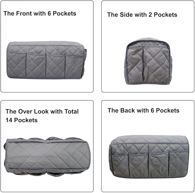 Sofa Armrest Organzier for Remote Control Holder with 14 Pockets for Recliner Organizer Armchair Caddy Organizer for Glasses Keys Phones ipads Storage, Gray