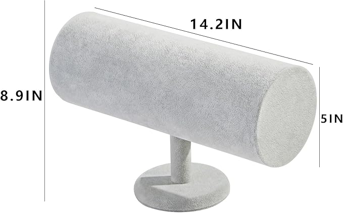 T-Bar Headband Holder Organizer for Selling, Soft Velvet Hairband Stand Display, Hair Hoop Accessories Jewelry Storage for Home Bedroom (Gray Beige Velvet)