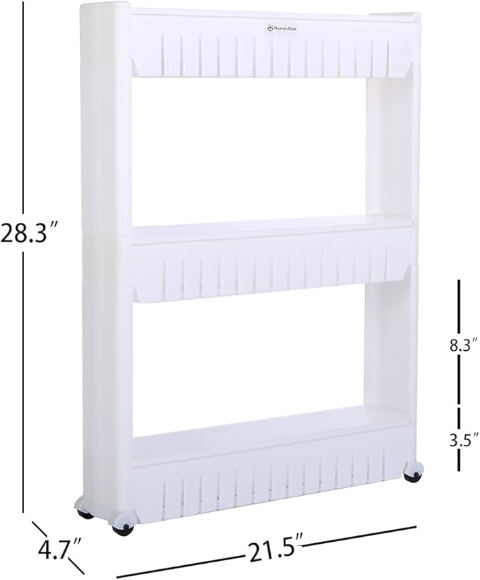 Laundry Room Organizer, Mobile Shelving Unit Organizer with 3 Large Storage Baskets, Gap Storage Slim Slide Out Pantry Storage Rack for Narrow Spaces