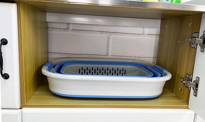 SAMMART 40L (10.5 Gallon) Collapsible Plastic Laundry Basket - Foldable Pop Up Storage Container/Organizer - Portable Laundry Hamper - Space Saving (1, Grey/Little Boy Blue)