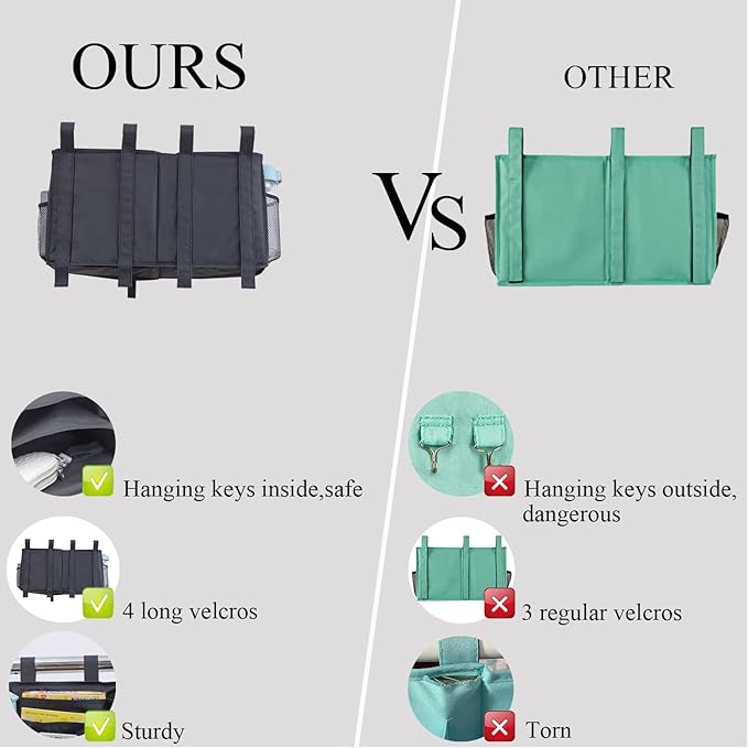 LEISUIT Hanging Storage Bag Bedside Organizer 9 Pockets Black (XL)