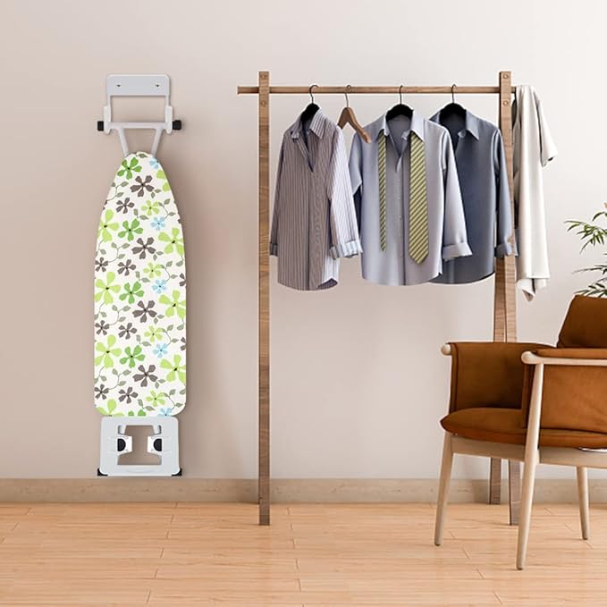 Ironing Board Hanger Wall Mount Ironing Board Holder Organizer Wall Rack for Laundry Rooms Storage Rack Hanging Shelf Hanger (White)