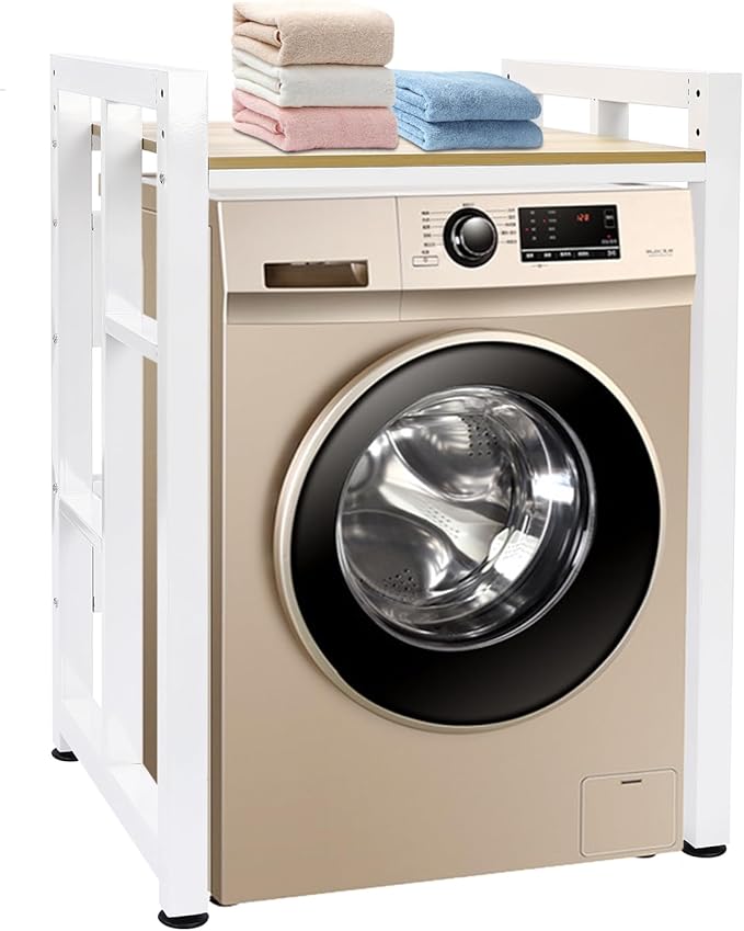 Over Washer and Dryer Shelves,Dryer Storage Shelf,Laundry Room Storage and Organizer Standing Shelf,Height Adjustable Laundry Room Shelves, Load-Bearing Capacity 418.9 lbs (Light Walnut)