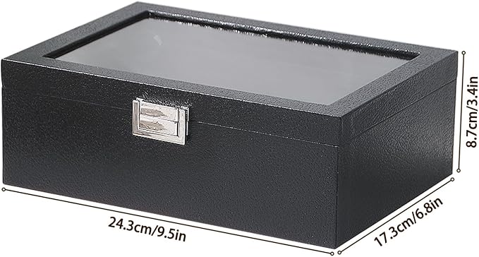 Bracelet Display Holder with Clear Lid, Jewelry Storage Organizer Box Case with Rods for Bangles, Watches, Women (Black)