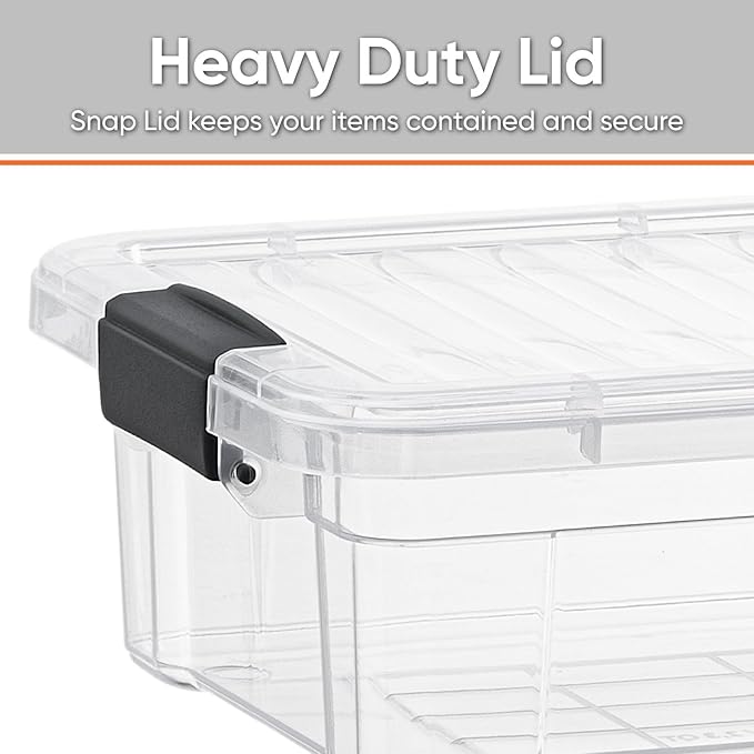 Superio Storage Bins with Lids- 6 Pack, 2.3 Qt Clear Boxes for Organizing, Stackable Plastic Containers- BPA Free, Non-Toxic, Odor Free, Organizer for Home, Office, Dorm